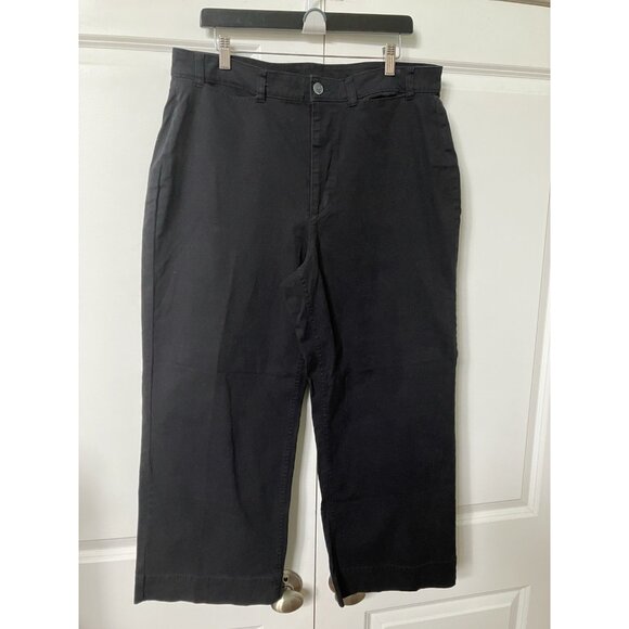 Old Navy Pants Womens 16 High Rise Wide Leg Black Chinos Cropped - Picture 1 of 10